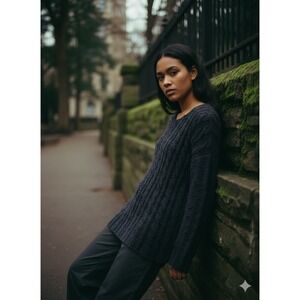 SONOMA Textured Knit boucle weave Sweater Charcoal cozy grunge forestcore L